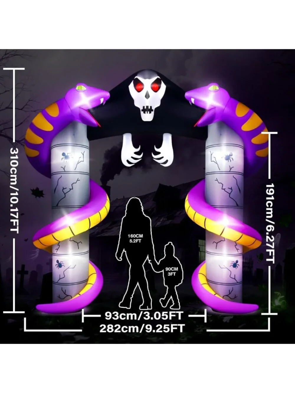 10FT Inflatable Ghost Archway - Scary Halloween Yard Decor with LEDs for Parties